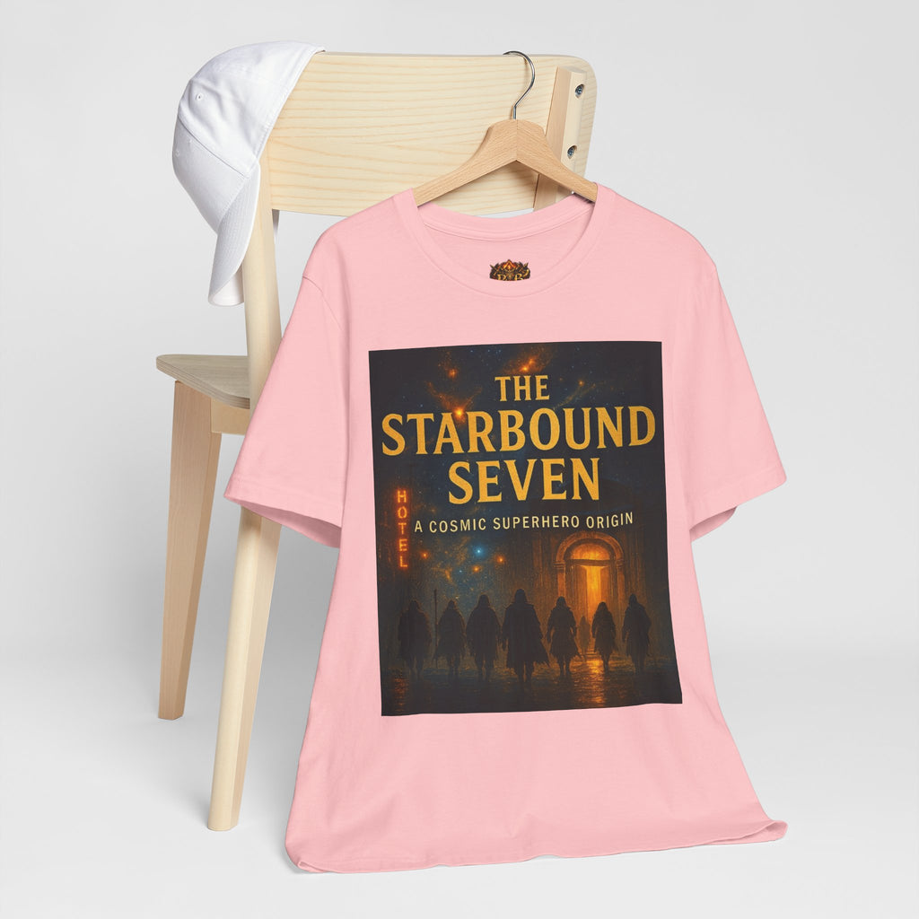 Power Runs Black PRB The Starbound Seven Tee – Retro Cosmic Superhero Poster Shirt by Power Runs Black