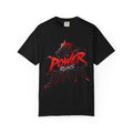 Power Runs Black T-shirt | Wolf Silhouette, Red Black Graphic Tee by Power Runs Black