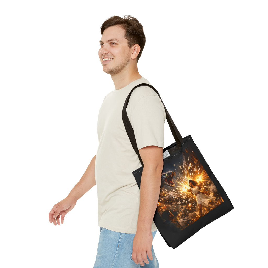 PRB Raging Serpent Burst tote bag | Fantasy serpent explosion art by Printify