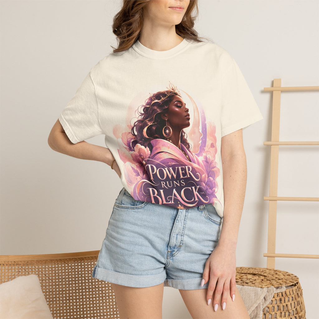 Power Runs Black graphic tee | Black woman portrait, Afro empowerment shirt by Power Runs Black