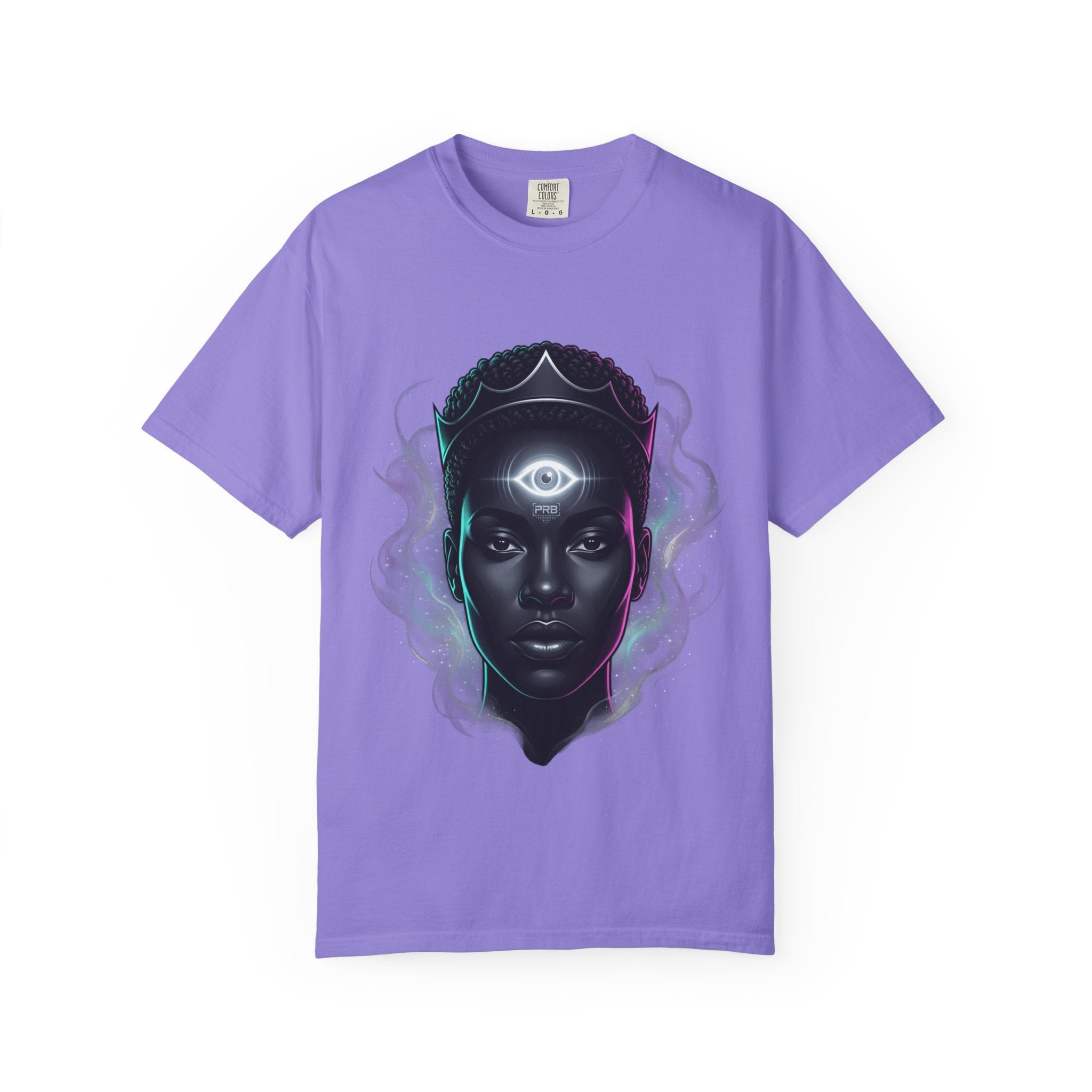Printify PRB Third Eye Omni‑Vision Ascendant 4K Cosmic Portrait T-shirt | Mystic Black Face Artwork - T-Shirt