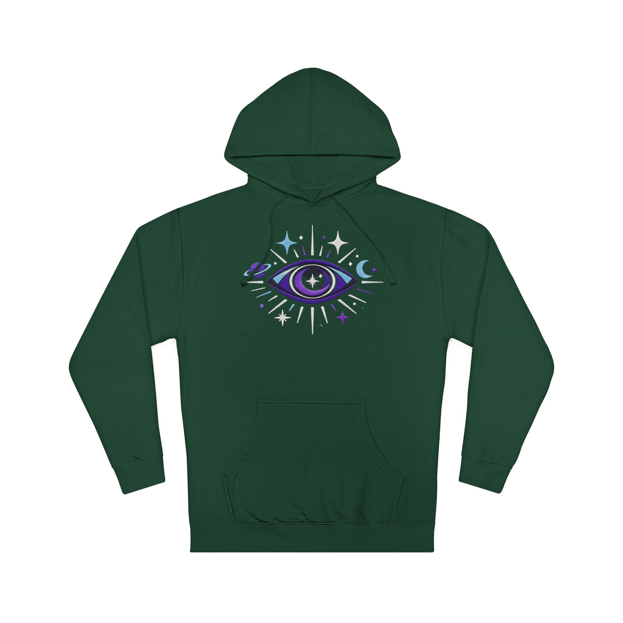 PRB Mystic Purple All-Seeing Eye Hoodie | Celestial Stars Moon by Power Runs Black