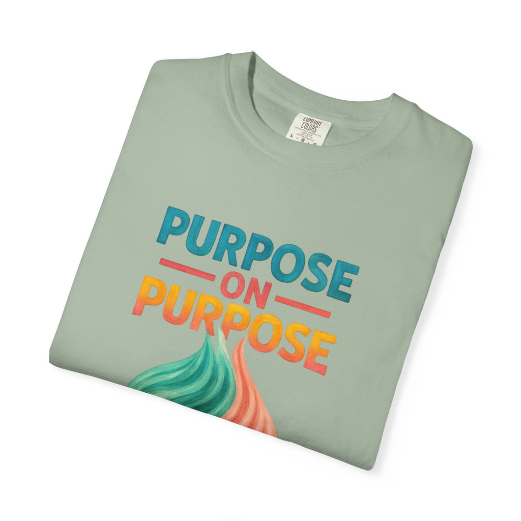 PRB Purpose On Purpose T-Shirt — Inspirational Graphic Tee with Abstract Wave Design by Power Runs Black