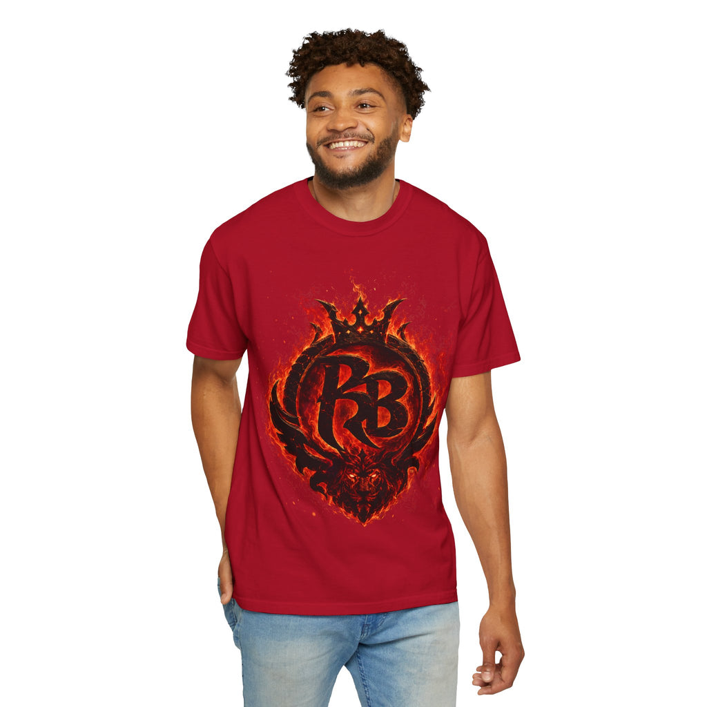 Power Runs Back PRB Flame Logo T-shirt | Fiery Emblem Tee, Grunge Rock Chic by Power Runs Black