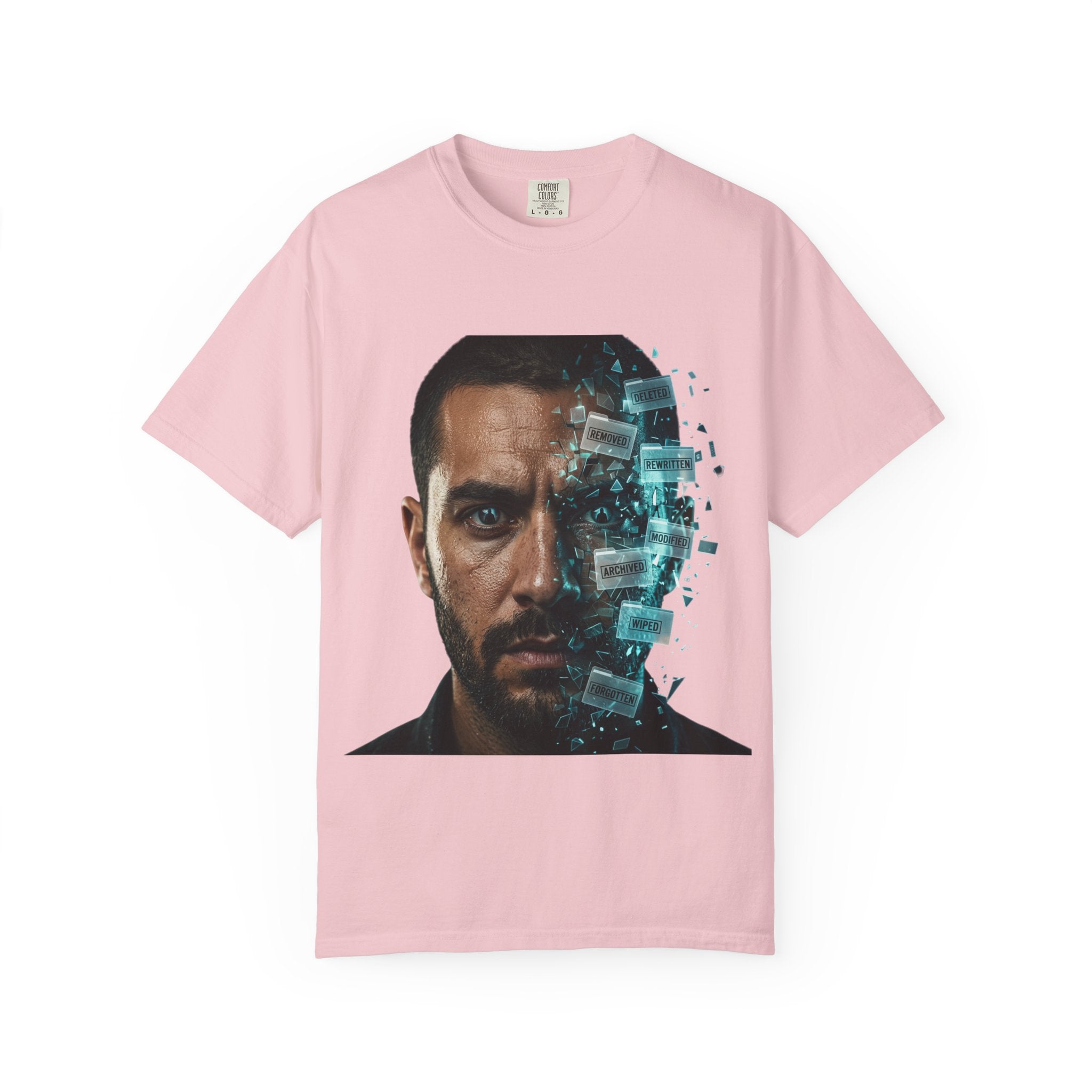 Syndication Loop Cyberpunk Portrait Tee — Tech-Noir Graphic T-Shirt | Power Runs Black by Printify