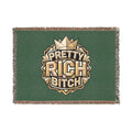 PRB Pretty Rich Bitch Southwestern Aztec Pattern Woven Blanket | Tribal Throw, Geometric Fringe by Power Runs Black
