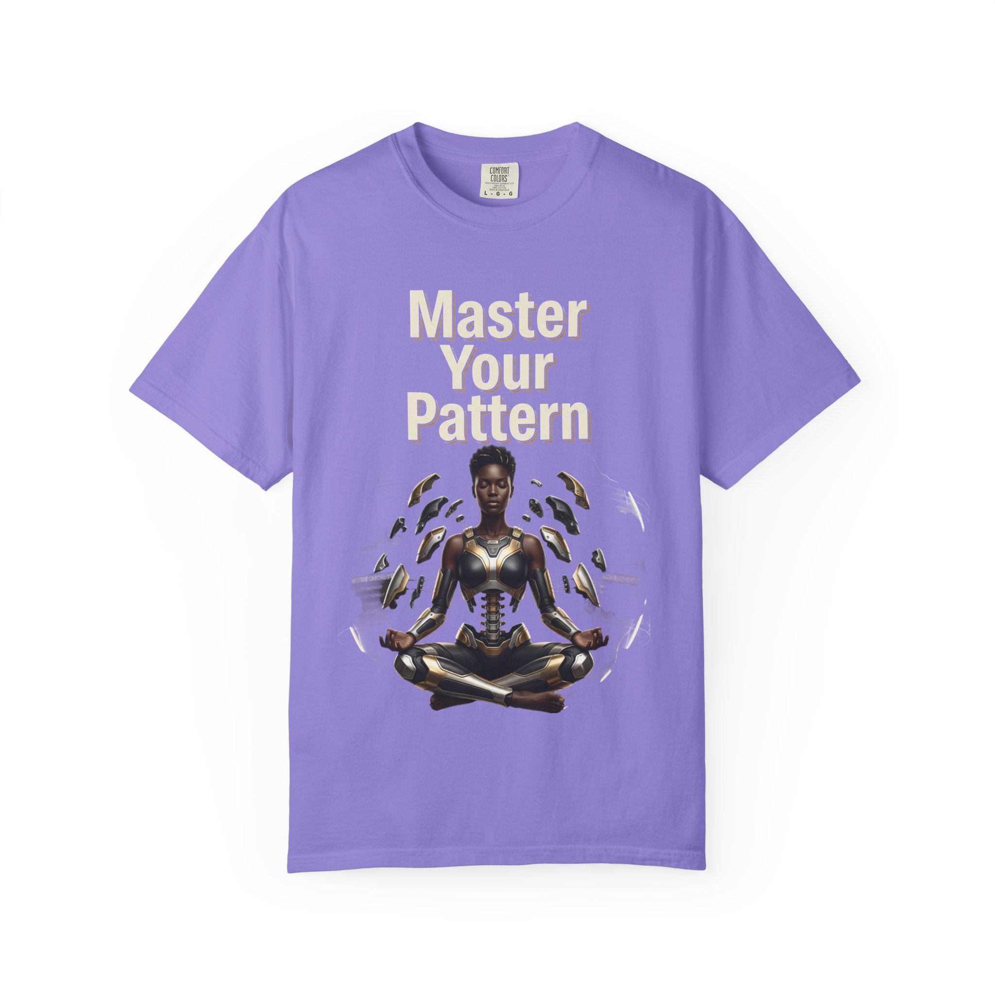 Printify PRB Master Your Pattern T-Shirt | Meditative Black Figure, Gold Accents - T-Shirt