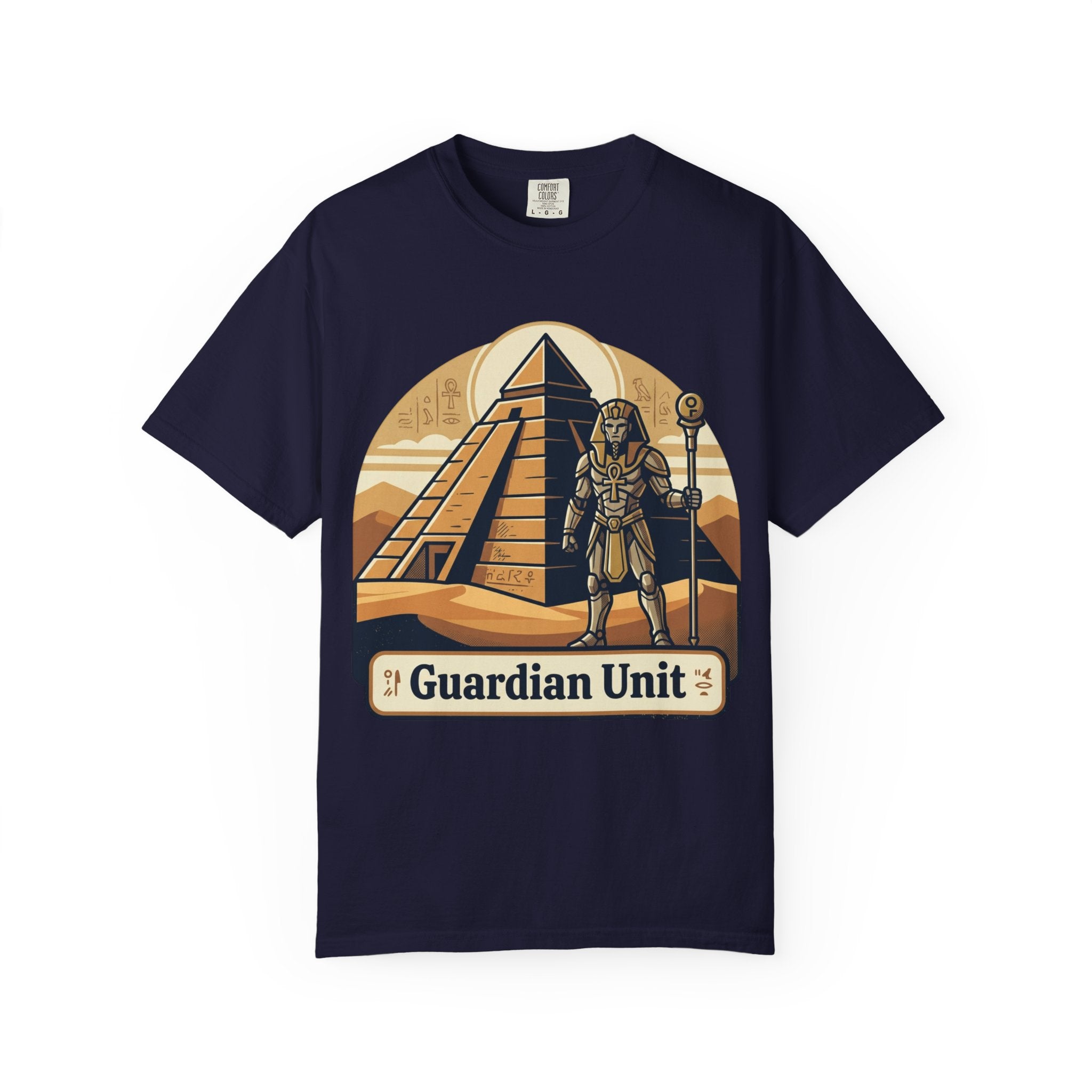 Power Runs Black PRB Guardian Unit T-Shirt — Egyptian Pyramid Sci‑Fi Graphic Tee by Printify