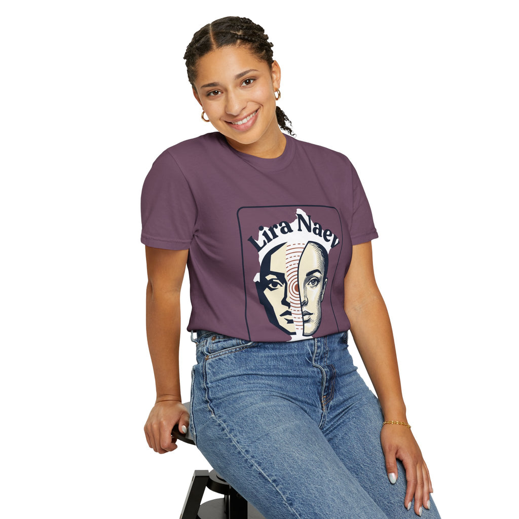 Power Runs Black PRB Lira Naev Split-Face Graphic T-Shirt — “Perception shifts the center” Statement Tee by Power Runs Black