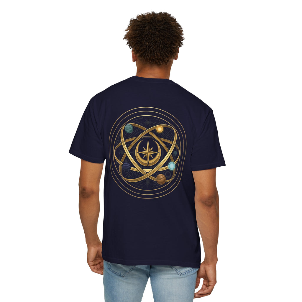 PRB Crown & Cosmos Graphic T-Shirt | Gold Royal Crest & Celestial Back by Printify