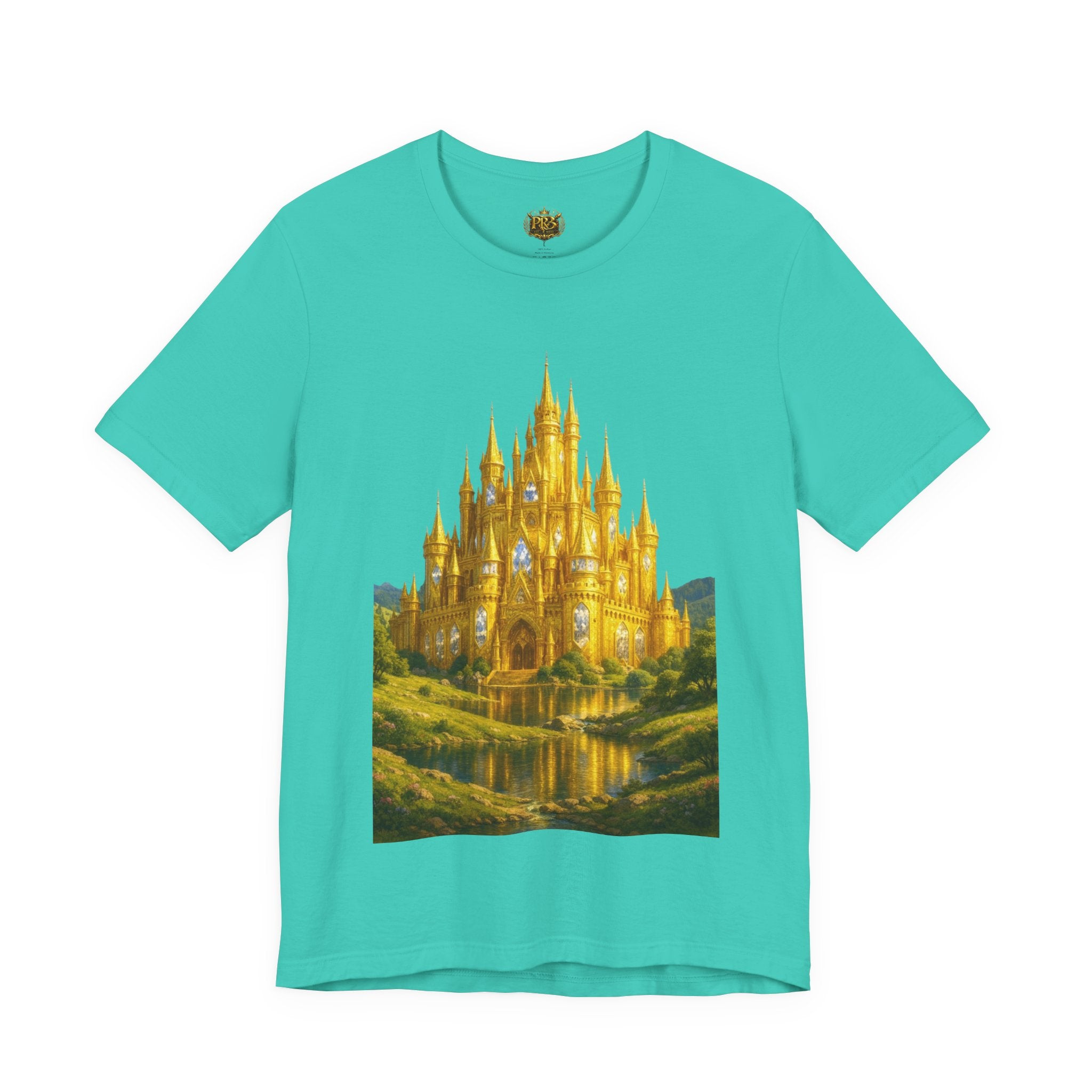 PRB Golden Fantasy Castle Tee | Magical Kingdom Illustration, Fairytale Scene by Printify