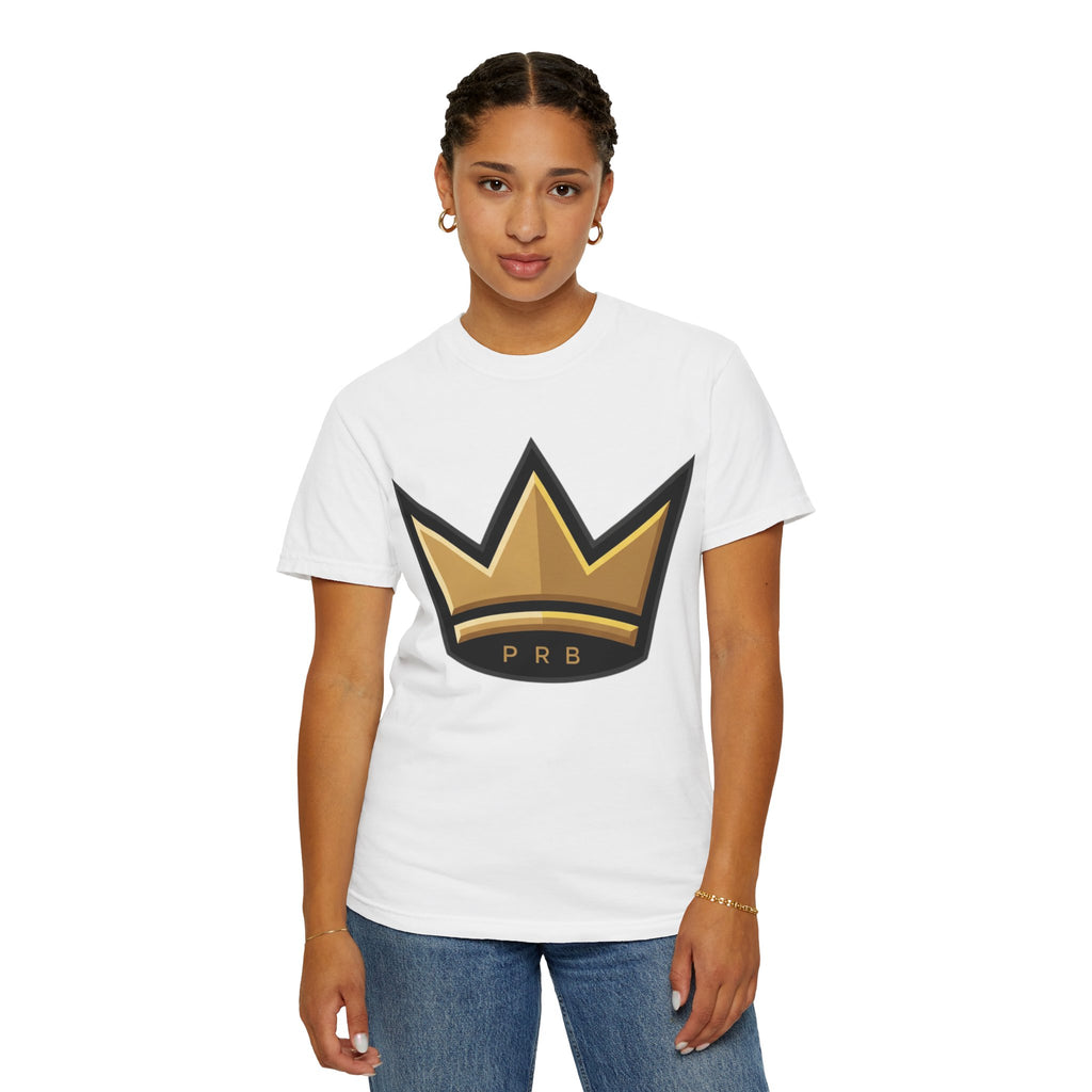 PRB Crown & Cosmos Graphic T-Shirt | Gold Royal Crest & Celestial Back by Printify