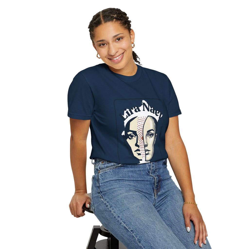 Power Runs Black PRB Lira Naev Split-Face Graphic T-Shirt — “Perception shifts the center” Statement Tee by Power Runs Black