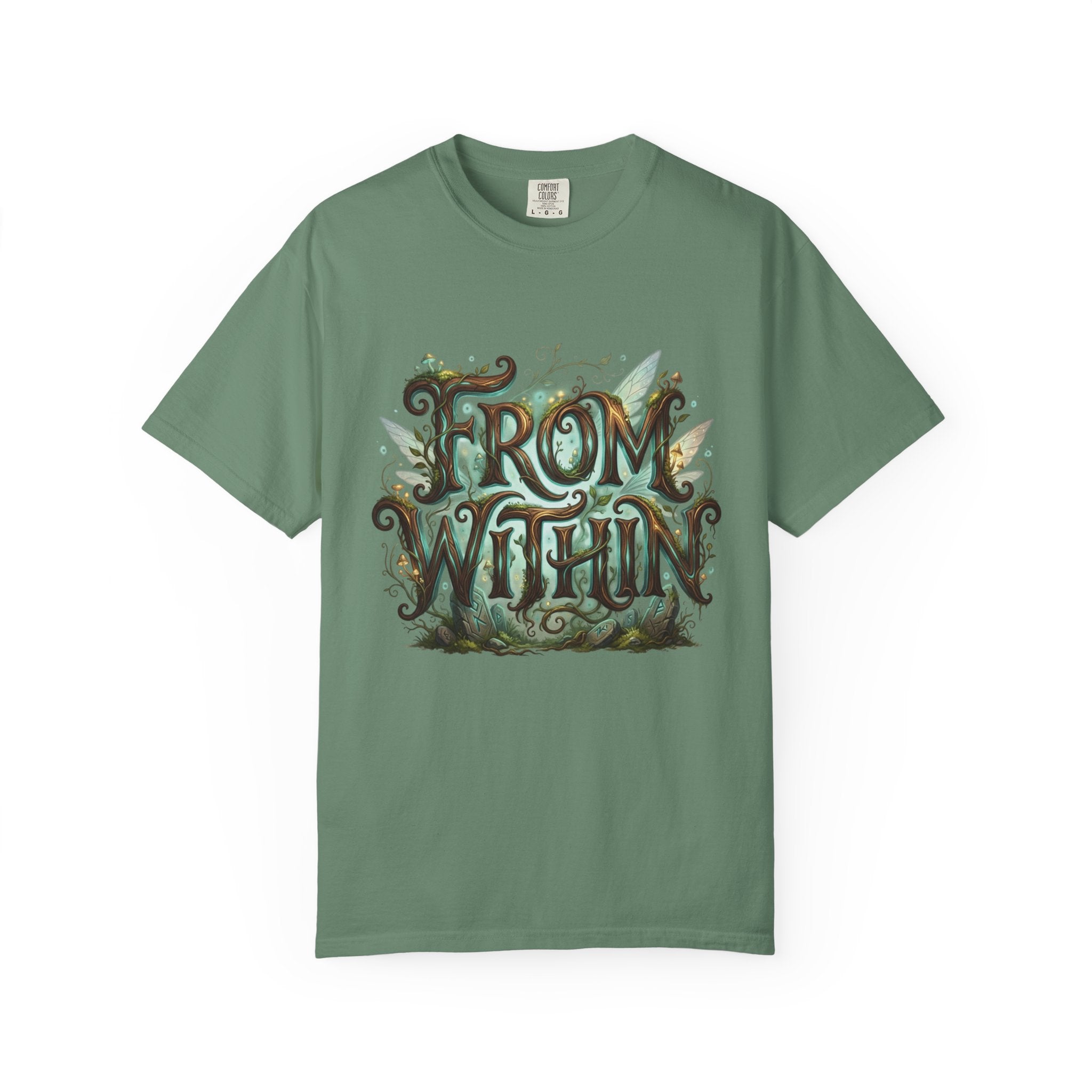 Power Runs Black PRB From Within T-shirt | Nature Typography Forest Illustration by Printify