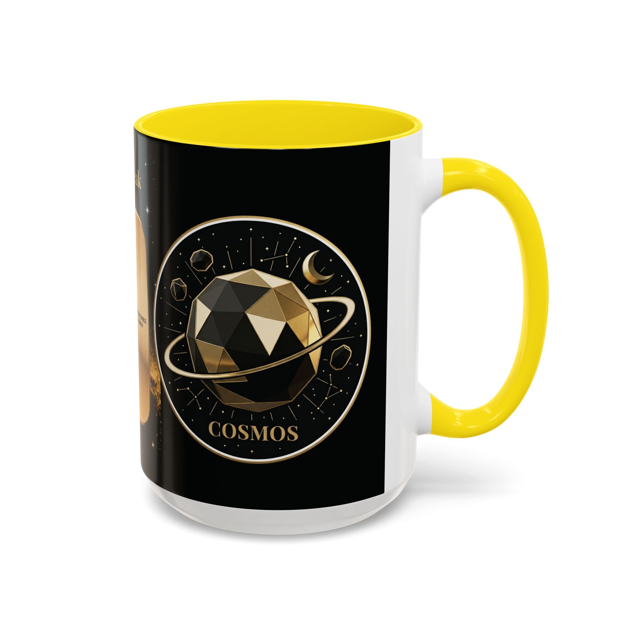 PRB Gold Cosmos Design Accent Coffee Mug | The Break, Planet Illustration by Printify