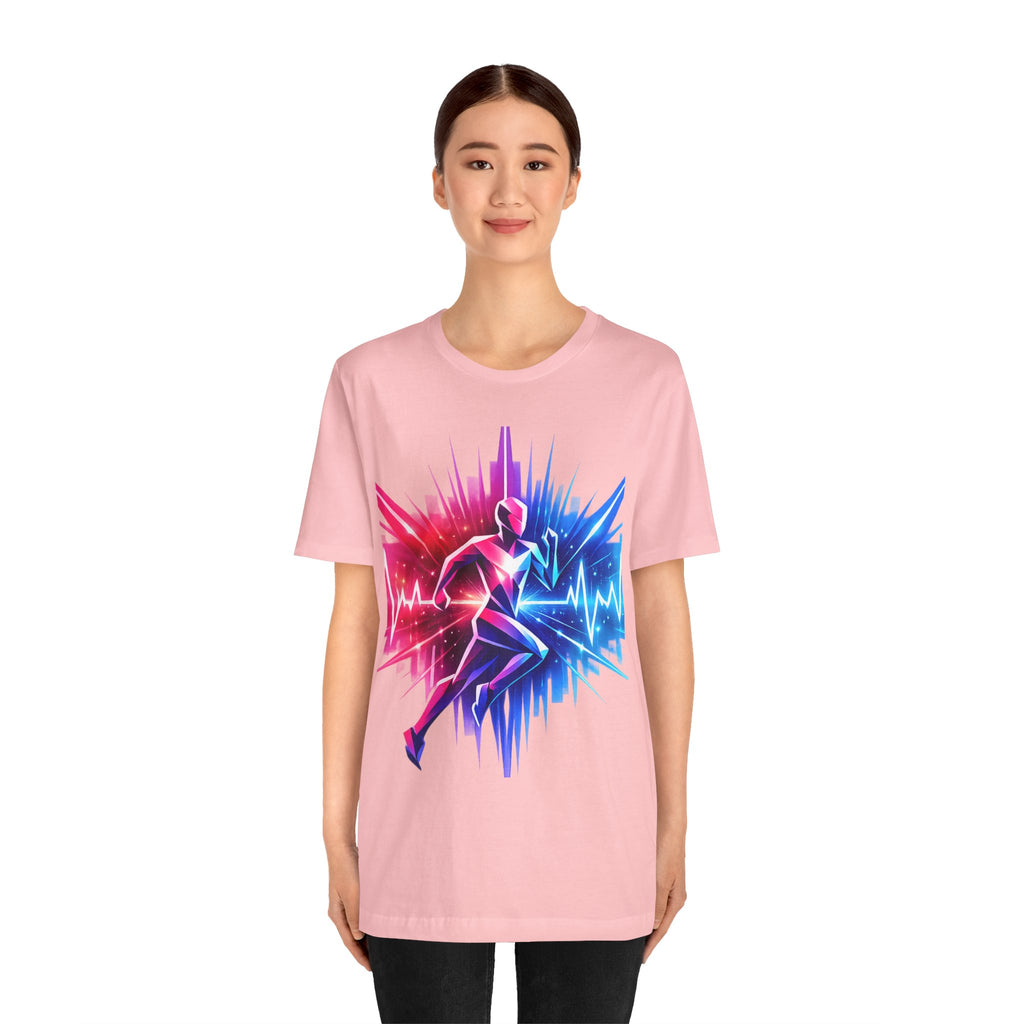 Power Runs Black PRB Running Pulse Graphic Tee — Neon Runner Heartbeat Sports T‑Shirt by Power Runs Black