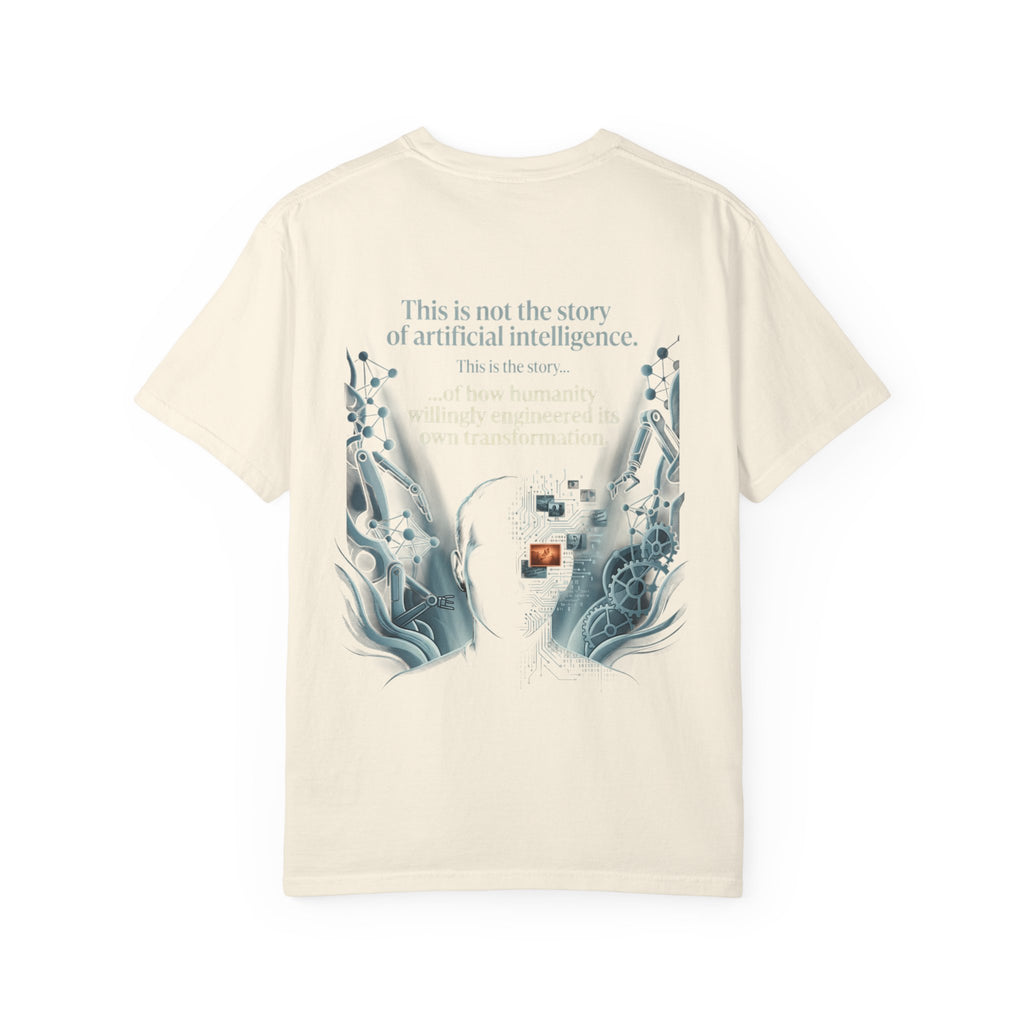 Power Runs Black AI Fusion Graphic T-Shirt — "The Core Age" Split Face Design by Power Runs Black