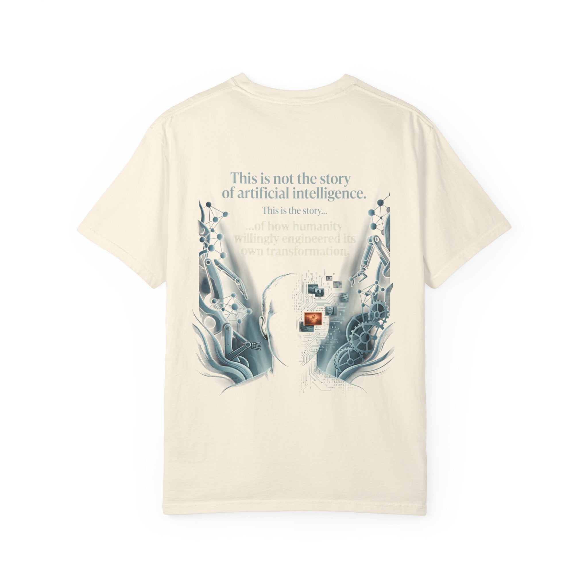 Power Runs Black AI Fusion Graphic T-Shirt — "The Core Age" Split Face Design by Power Runs Black