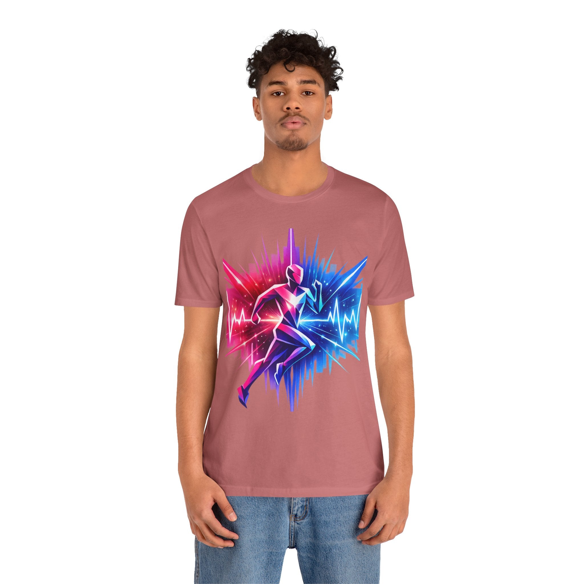 Power Runs Black PRB Running Pulse Graphic Tee — Neon Runner Heartbeat Sports T‑Shirt by Power Runs Black