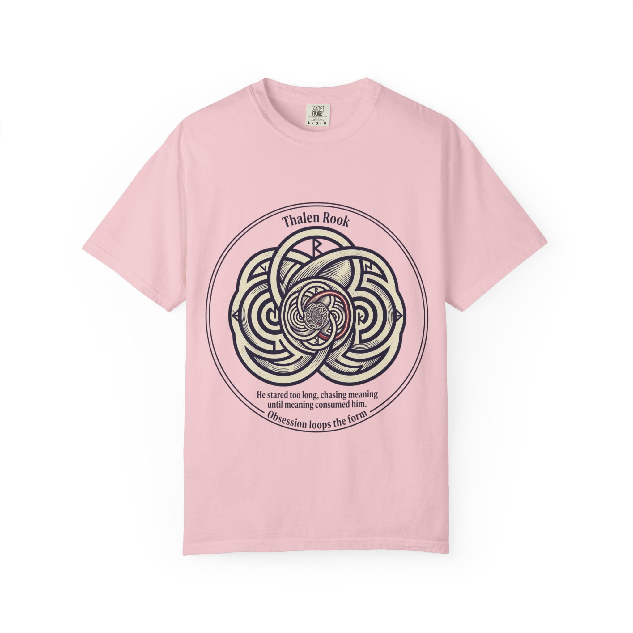 Power Runs Black PRB Thalen Rook Celtic Knot Graphic T-Shirt — "He stared too long..." Quote Tee by Printify