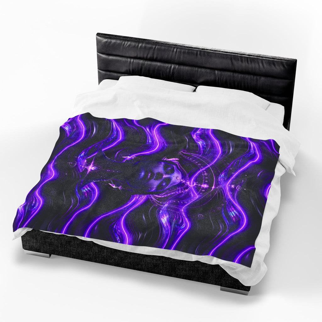 Power Runs Black Mystic Violet Aura Velveteen Plush Blanket by Power Runs Black