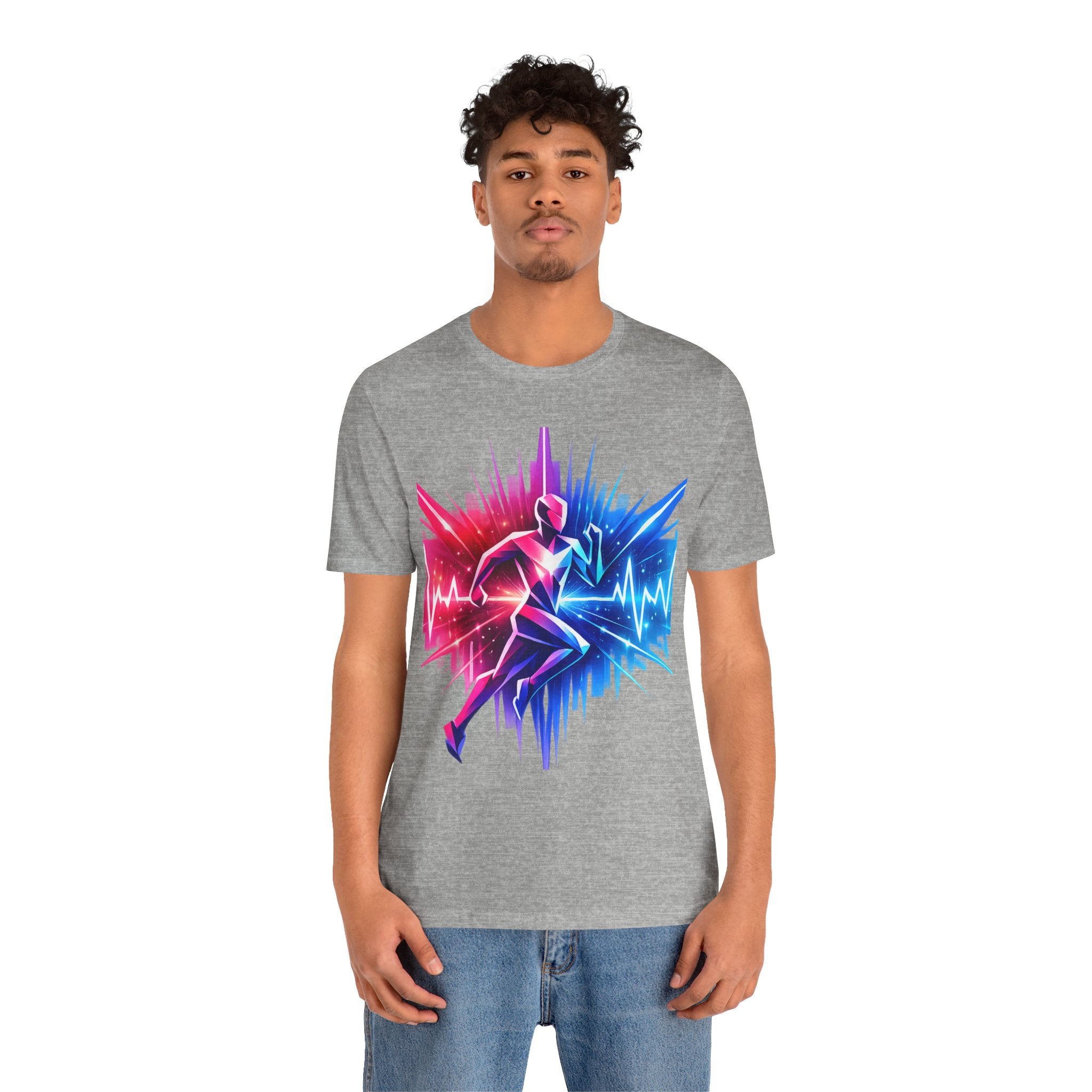 Power Runs Black PRB Running Pulse Graphic Tee — Neon Runner Heartbeat Sports T‑Shirt by Power Runs Black