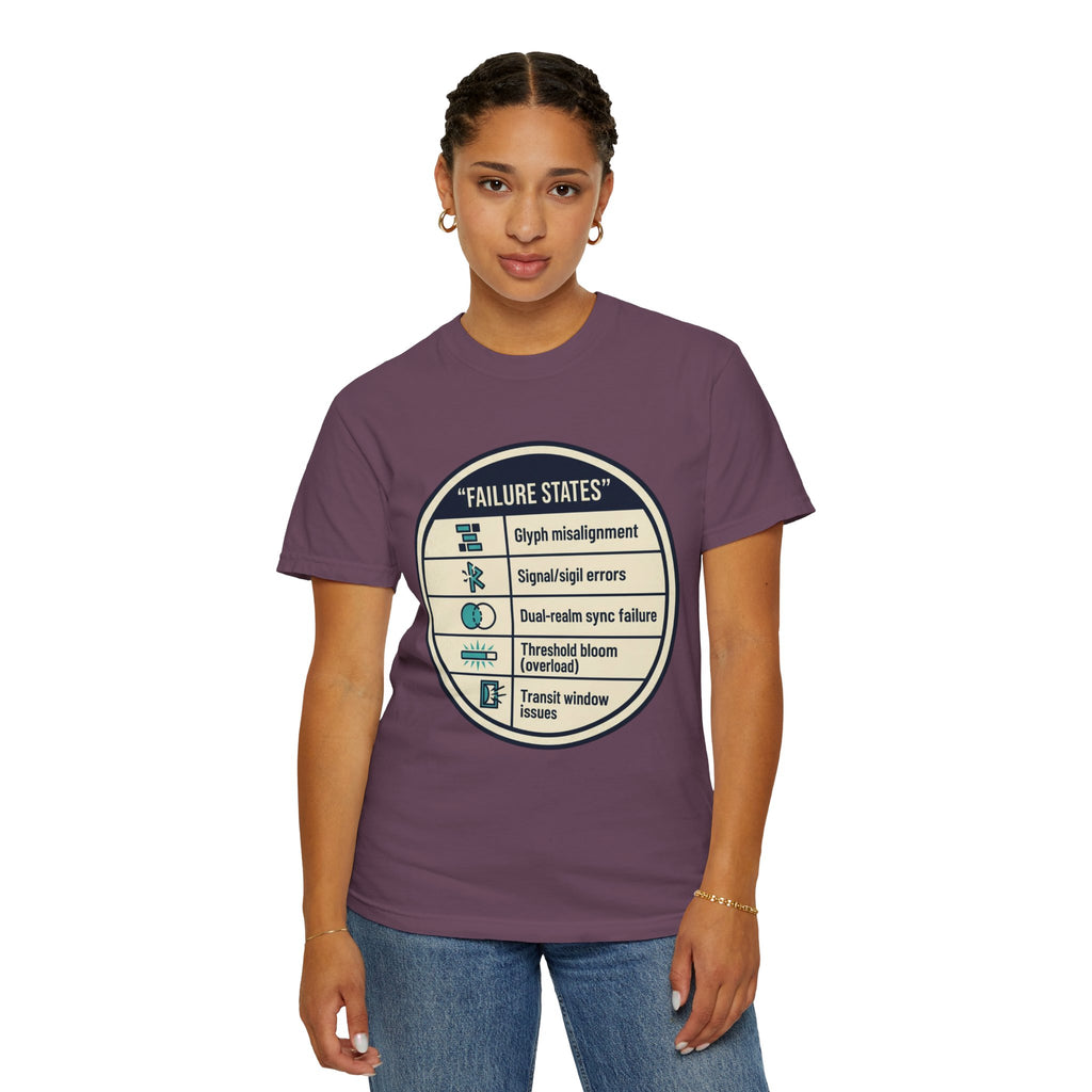 Power Runs Black PRB Failure States T-Shirt — Sci‑Fi Status Badge Graphic Tee by Power Runs Black