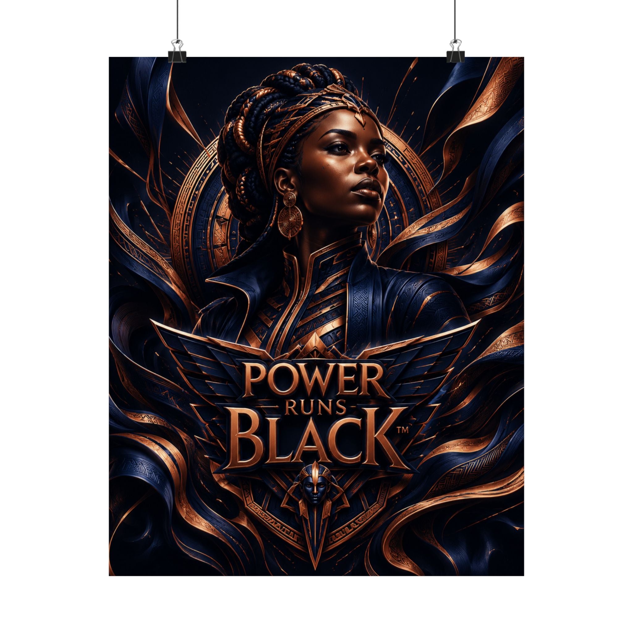 Power Runs Black Matte Poster — Afrocentric Inspirational Wall Art by Power Runs Black