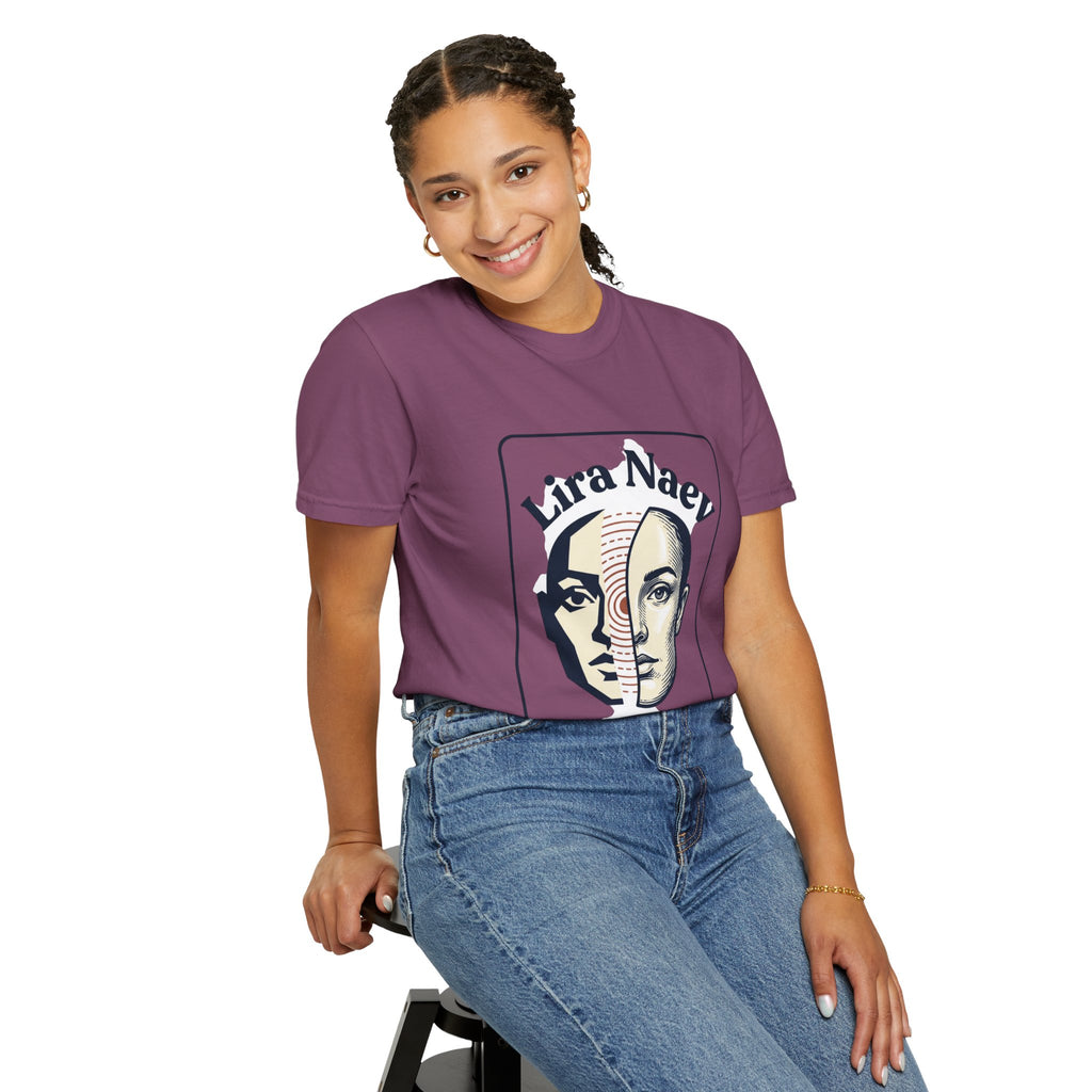 Power Runs Black PRB Lira Naev Split-Face Graphic T-Shirt — “Perception shifts the center” Statement Tee by Printify