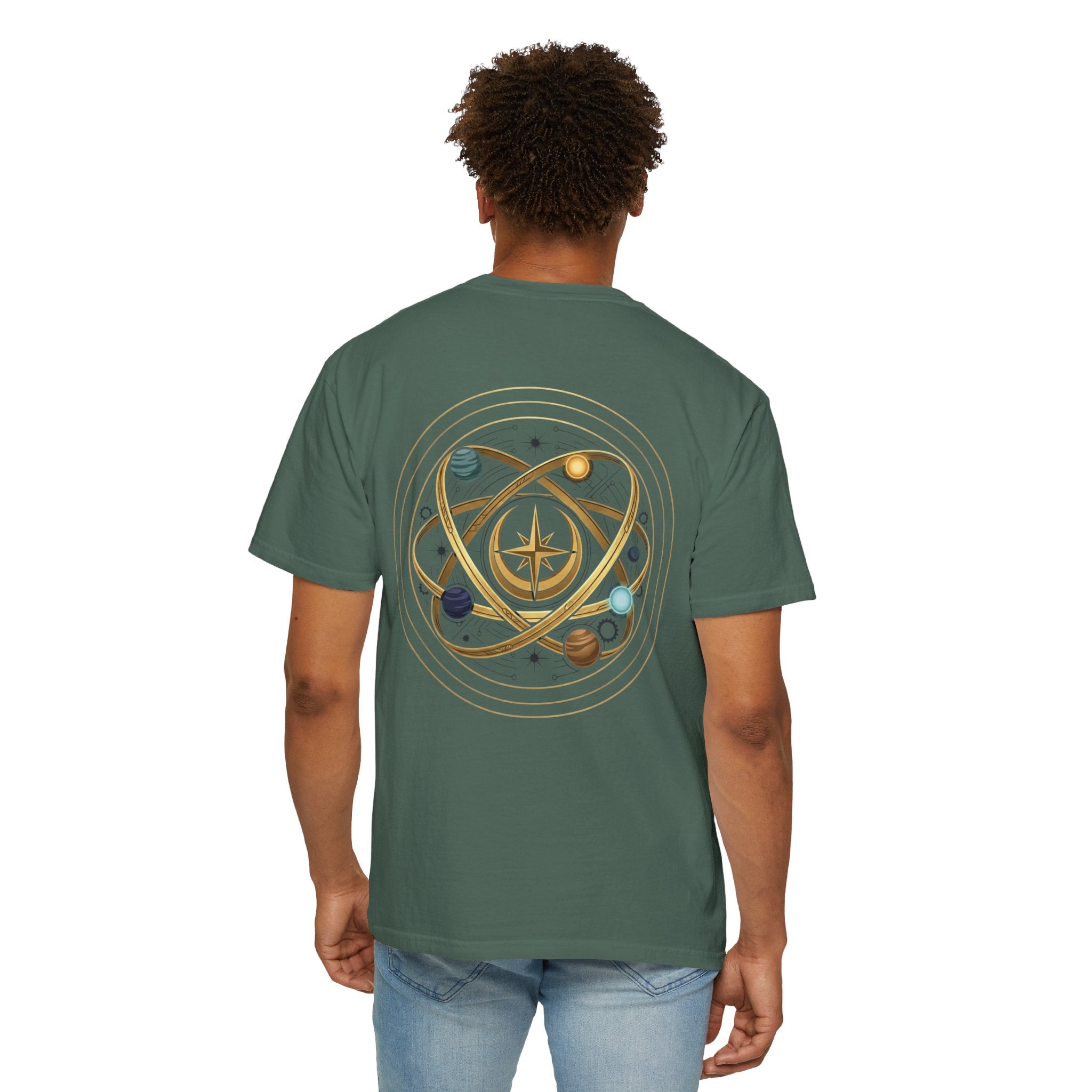 PRB Crown & Cosmos Graphic T-Shirt | Gold Royal Crest & Celestial Back by Printify