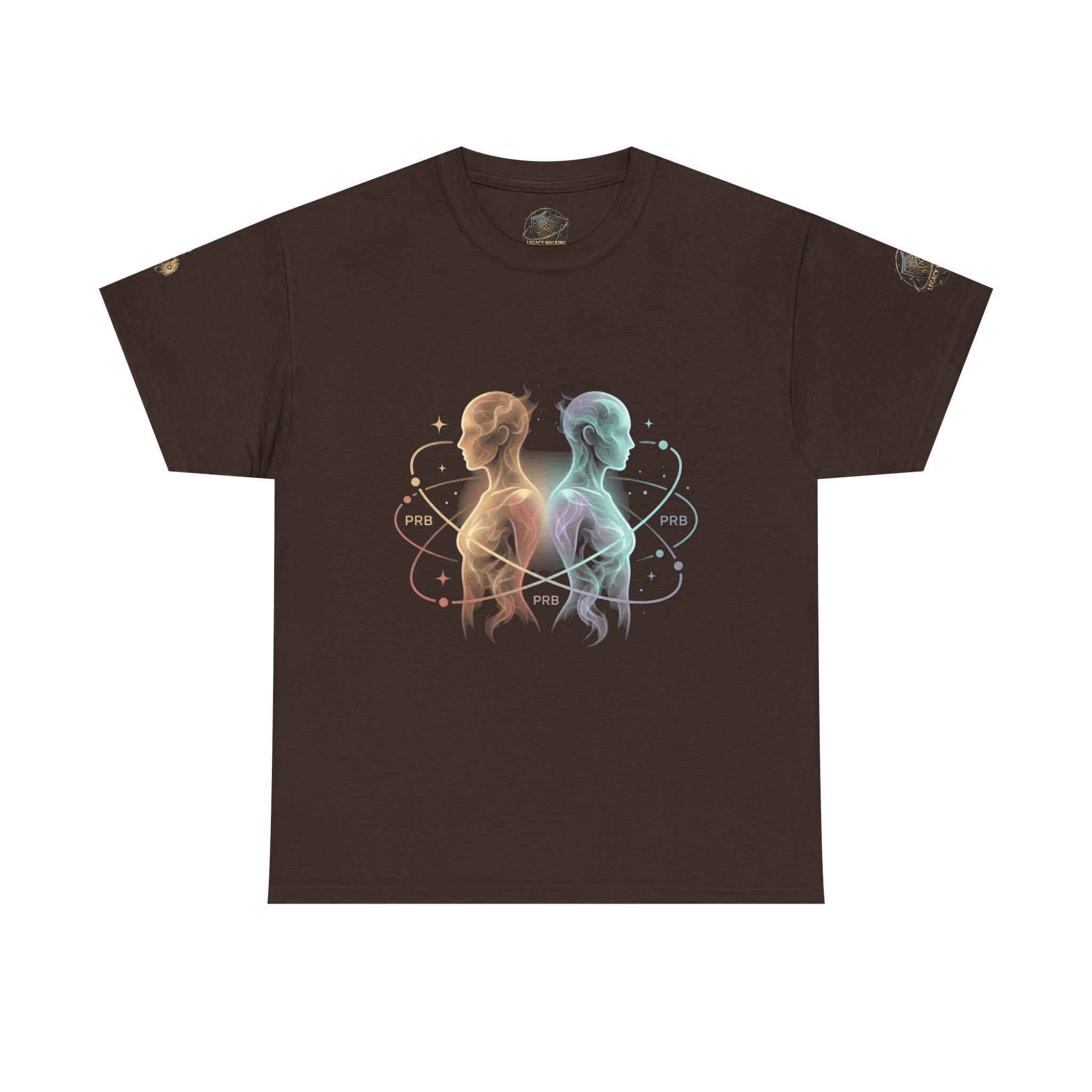 Power Runs Black Gemini Spirit Tee — Twin Sun & Moon Celestial Graphic T-Shirt by Printify
