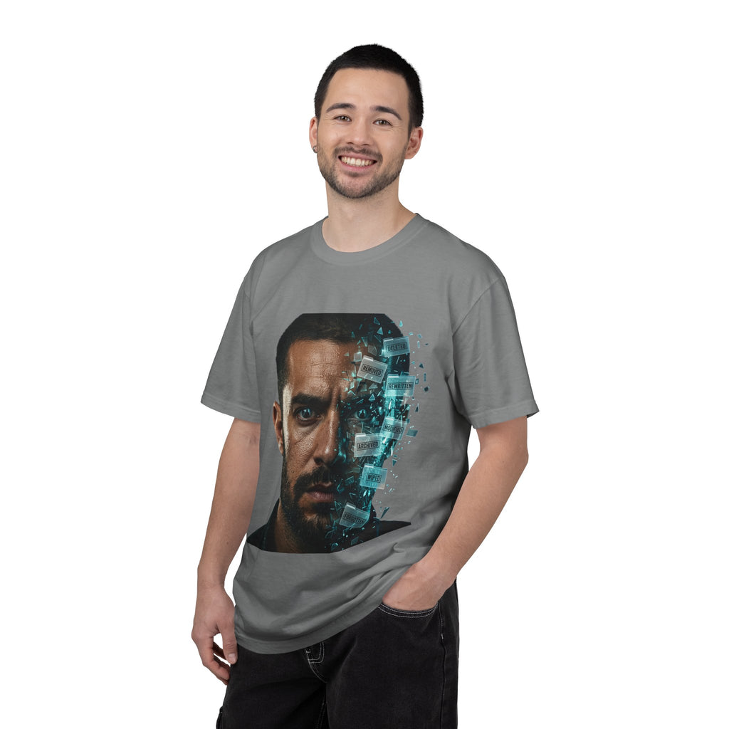 Syndication Loop Cyberpunk Portrait Tee — Tech-Noir Graphic T-Shirt | Power Runs Black by Printify