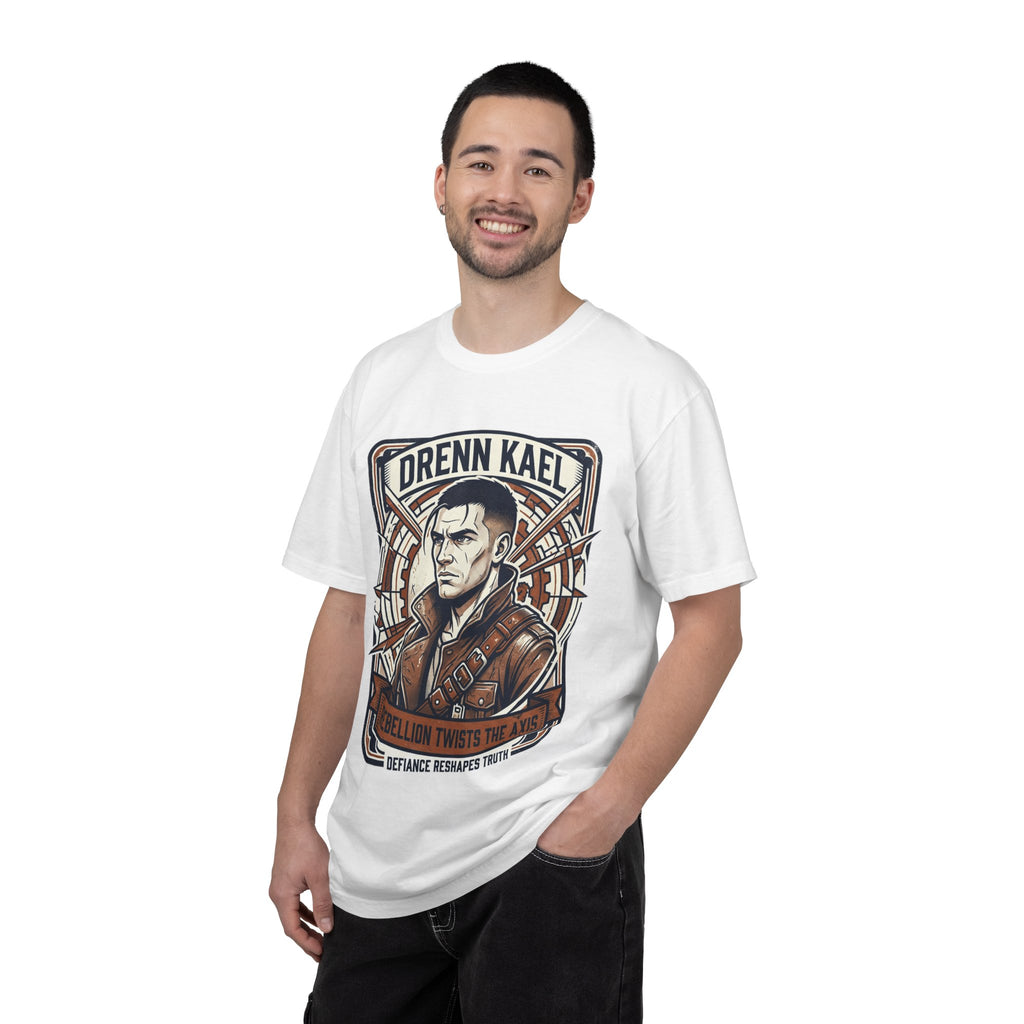 Power Runs Black PRB Drenn Kael Portrait T-Shirt — "Rebellion Twists the Axis" Graphic Tee by Printify