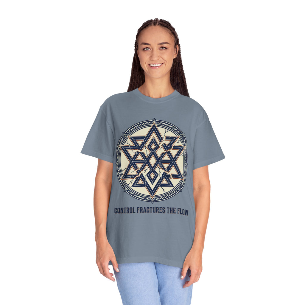 Power Runs Black PRB Geometric Star Mandala T-Shirt — "Control Fractures the Flow" Graphic Tee by Power Runs Black