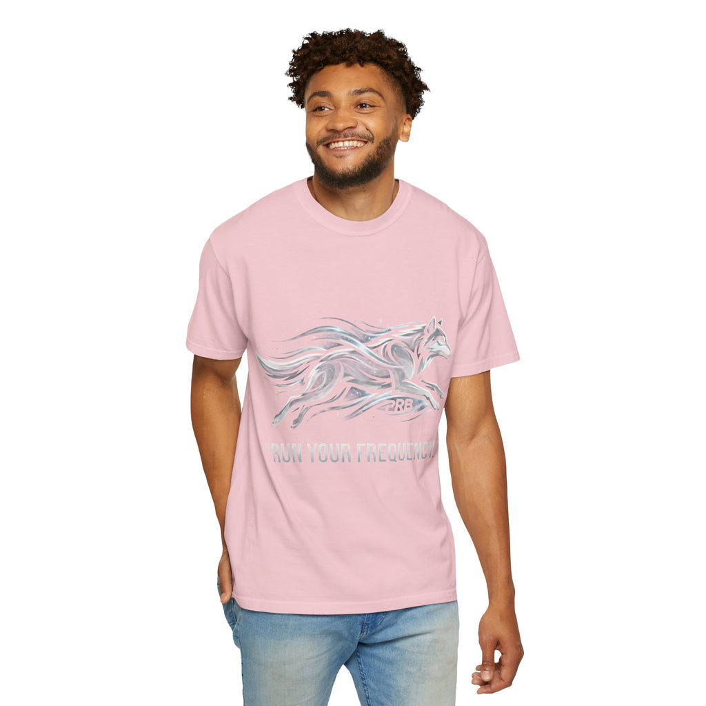 Wolf Graphic T-Shirt — 'Run Your Frequency' Motivational Tee by Printify