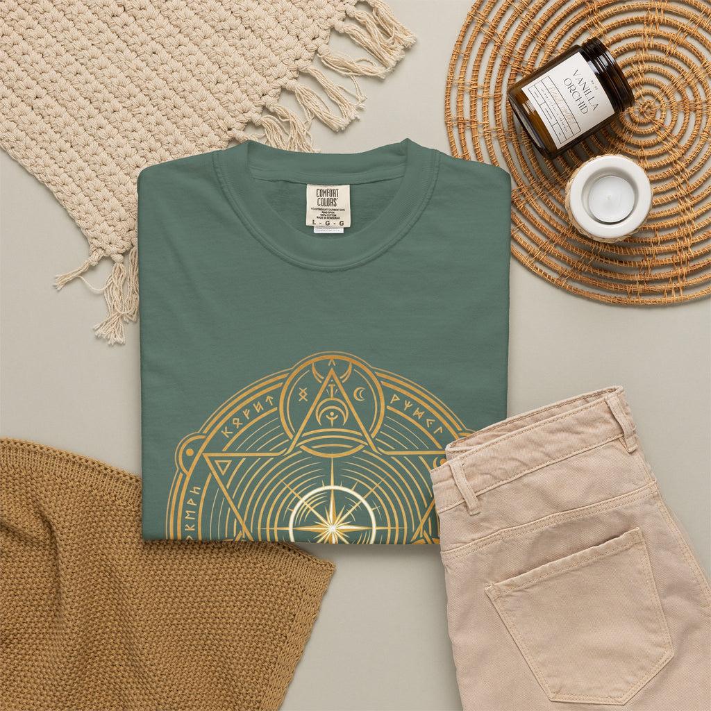 Power Runs Black PRB — Veyra Kain Geometric Sigil Tee with “Too Much Becomes Ruin” Graphic T-Shirt by Printify
