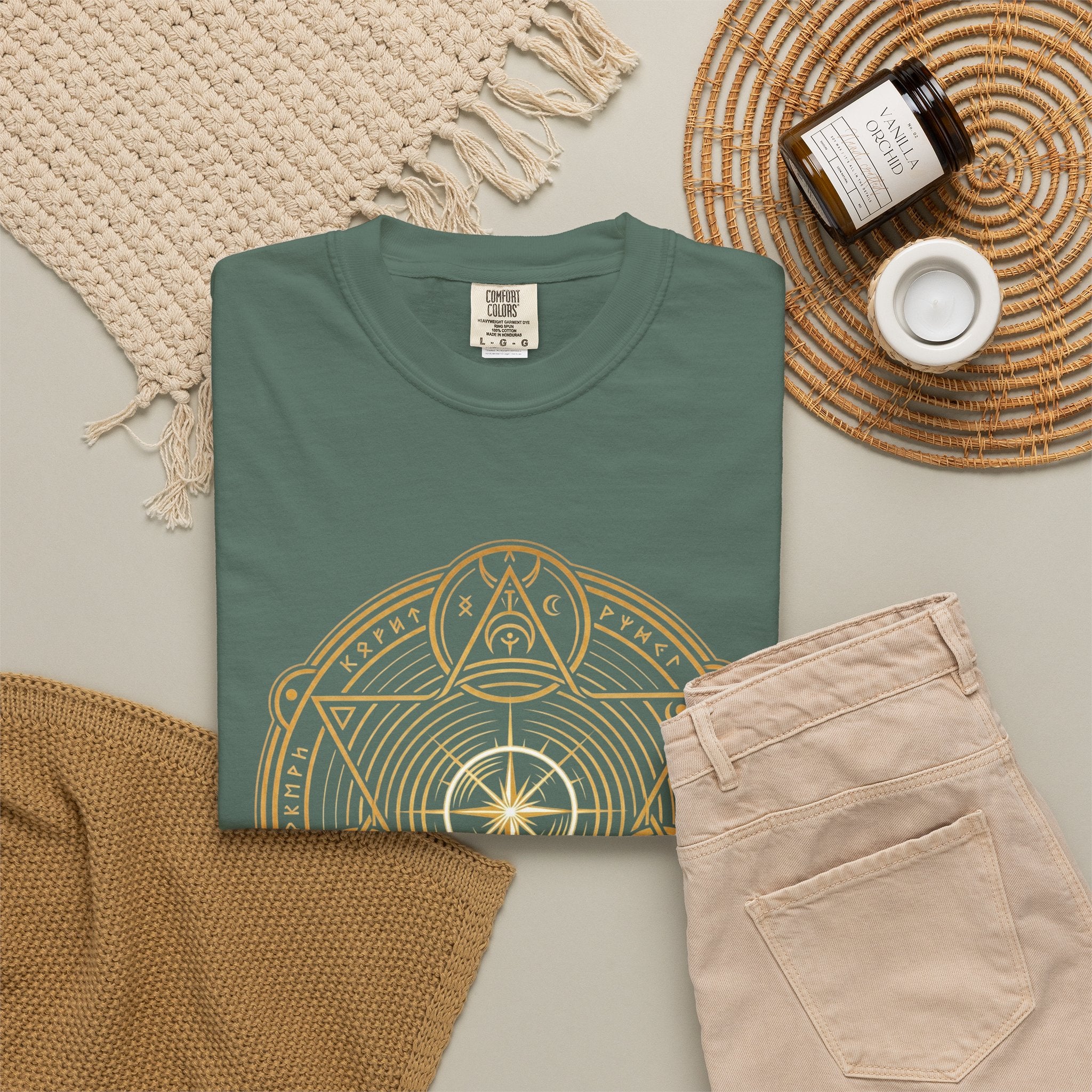Power Runs Black PRB — Veyra Kain Geometric Sigil Tee with “Too Much Becomes Ruin” Graphic T-Shirt by Printify