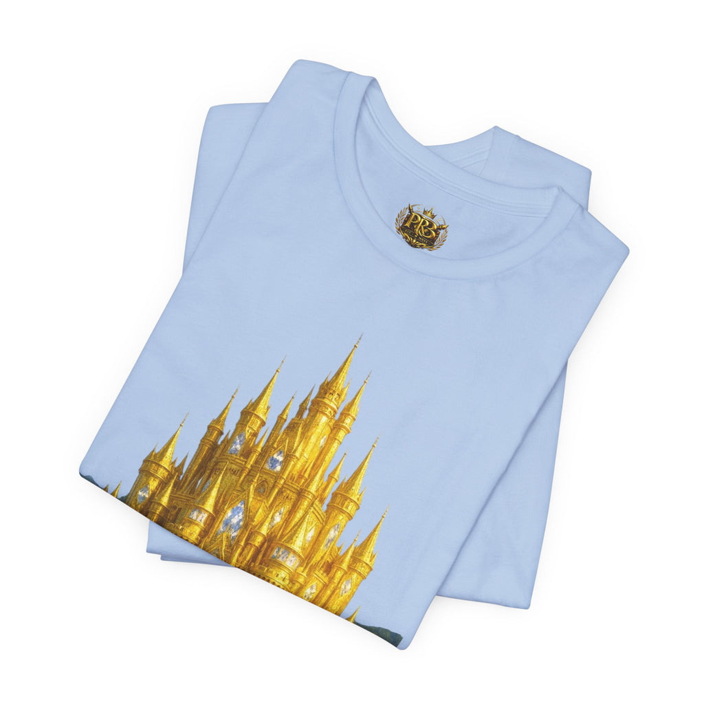 PRB Golden Fantasy Castle Tee | Magical Kingdom Illustration, Fairytale Scene by Power Runs Black