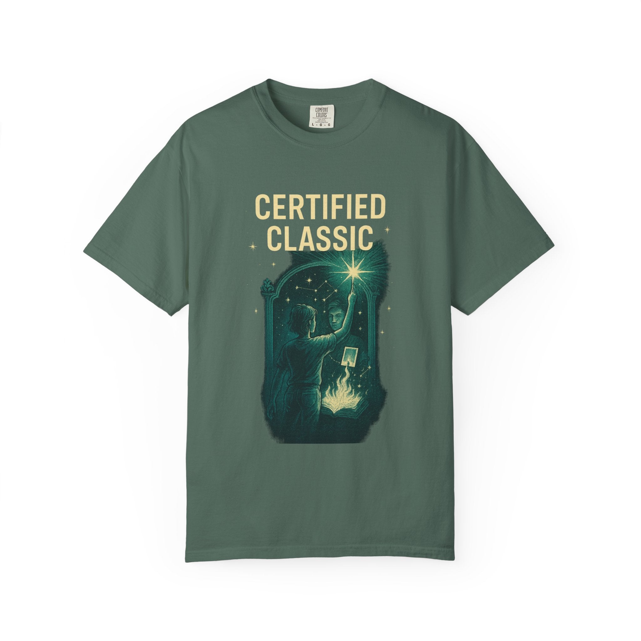 PRB Certified Classic illustration T-shirt | vintage camping, night sky, campfire by Power Runs Black