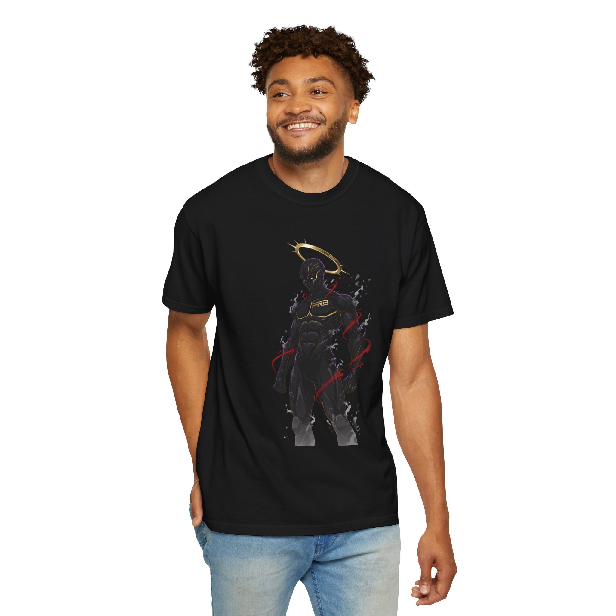 PRB Shadow Hero Graphic T-Shirt — Haloed Vigilante Illustration by Power Runs Black