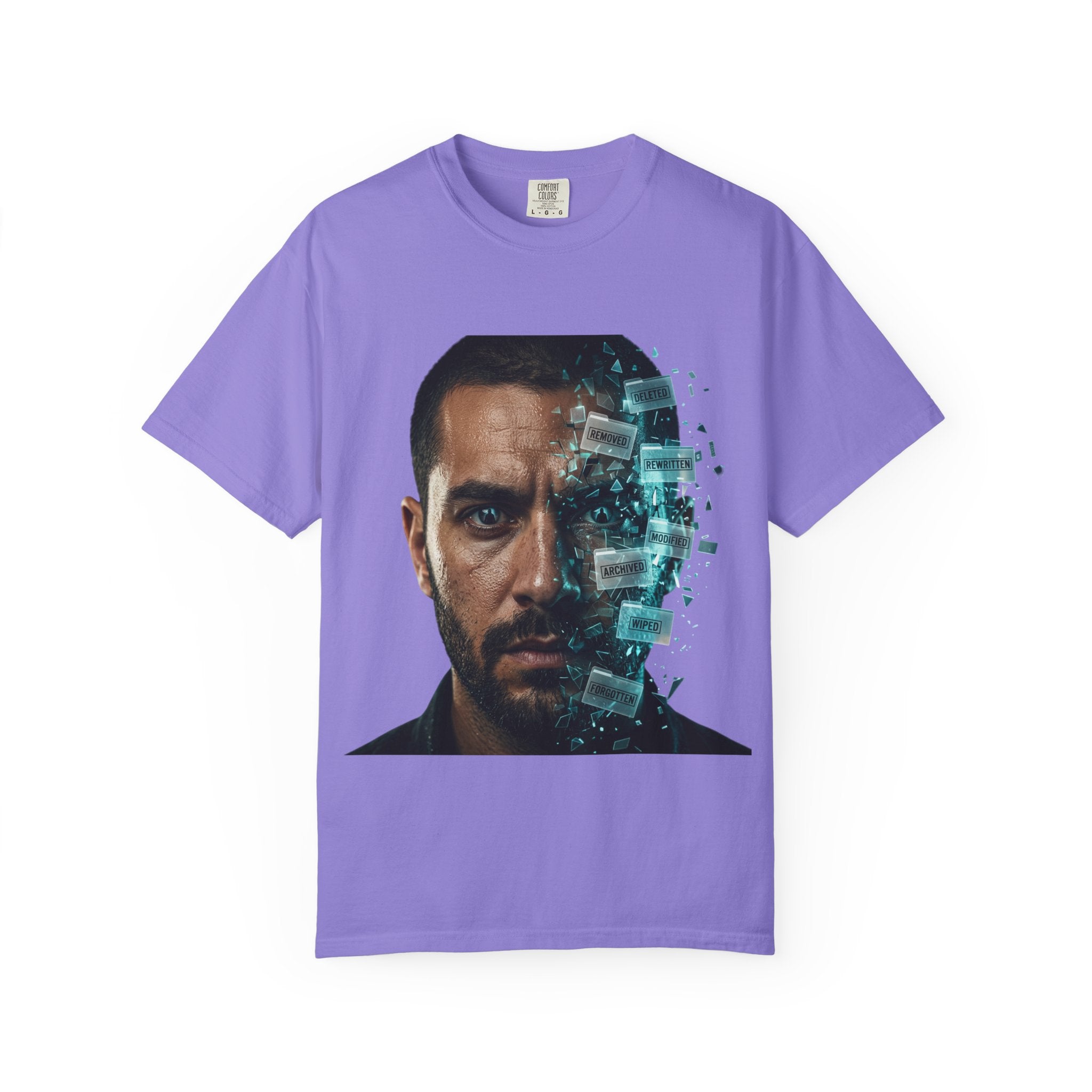 Syndication Loop Cyberpunk Portrait Tee — Tech-Noir Graphic T-Shirt | Power Runs Black by Printify