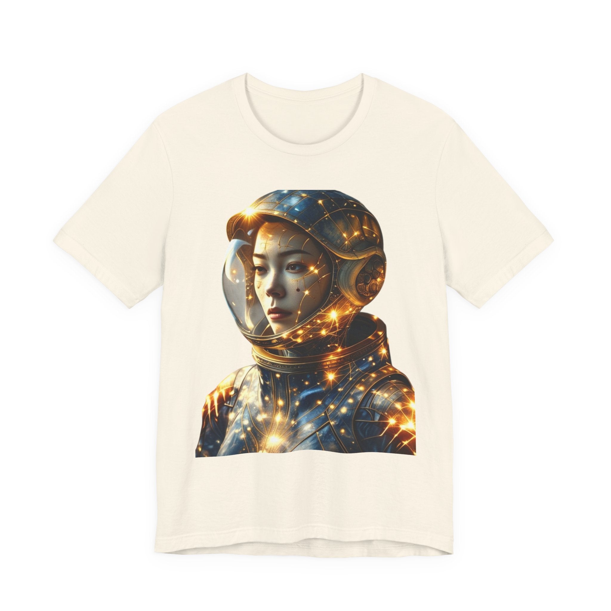 PRB Astronaut Portrait Tee — Starry Cosmic Helmet Graphic T-Shirt by Power Runs Black