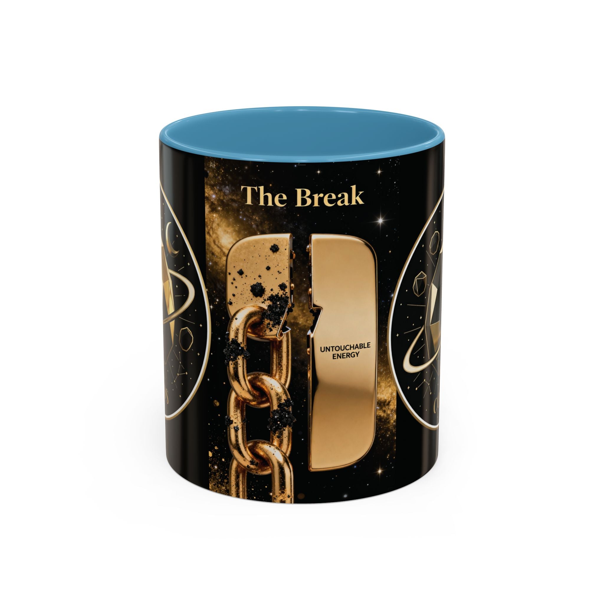 PRB Gold Cosmos Design Accent Coffee Mug | The Break, Planet Illustration by Power Runs Black