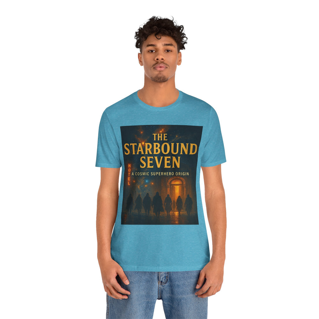 Power Runs Black PRB The Starbound Seven Tee – Retro Cosmic Superhero Poster Shirt by Power Runs Black