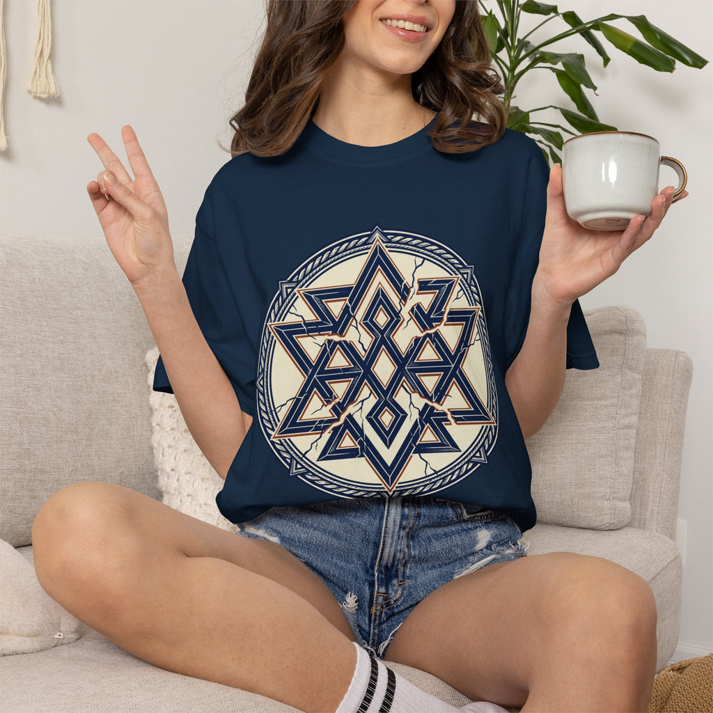 Power Runs Black PRB Geometric Star Mandala T-Shirt — "Control Fractures the Flow" Graphic Tee by Power Runs Black