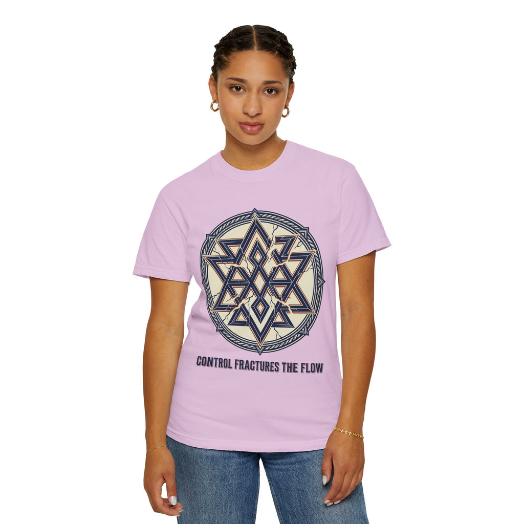 Power Runs Black PRB Geometric Star Mandala T-Shirt — "Control Fractures the Flow" Graphic Tee by Power Runs Black
