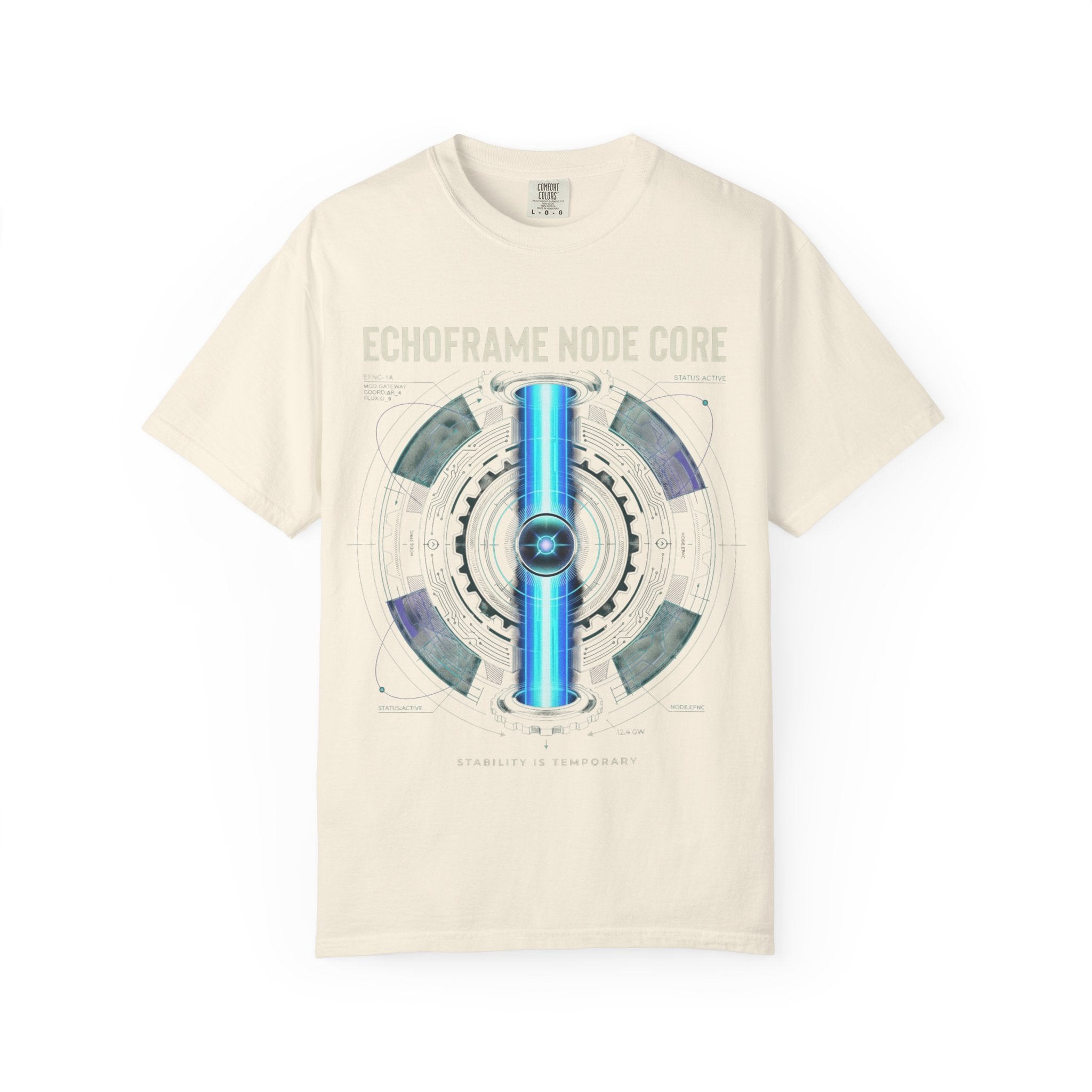 Power Runs Black PRB Echoframe Node Core T-Shirt — Futuristic Tech Graphic Tee by Power Runs Black