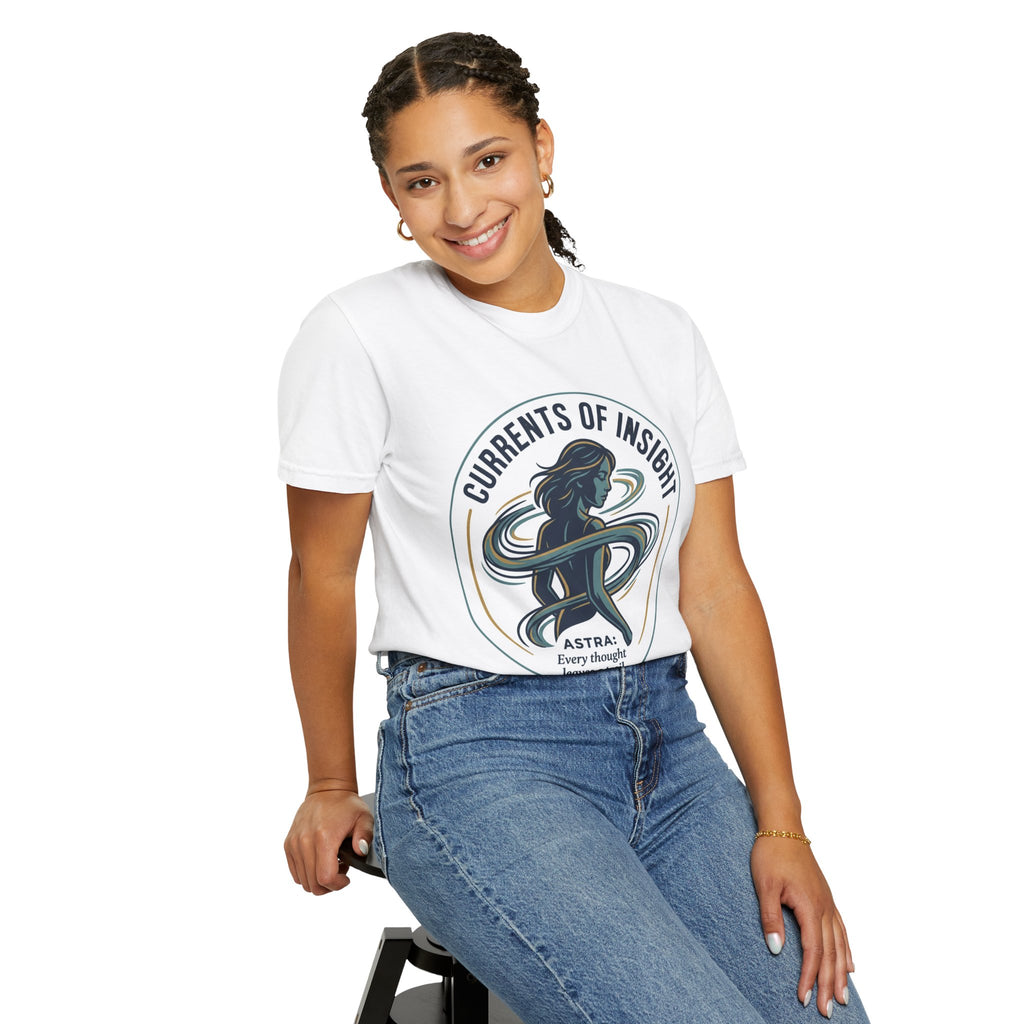 Power Runs Black Currents of Insight T-Shirt — 'Astra: Every thought leaves a trail' Graphic Tee by Power Runs Black