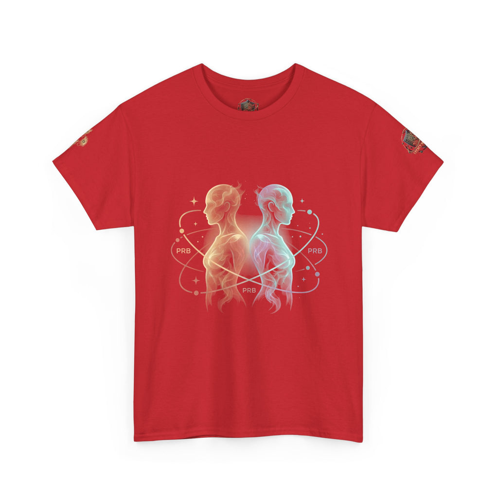 Power Runs Black Gemini Spirit Tee — Twin Sun & Moon Celestial Graphic T-Shirt by Printify