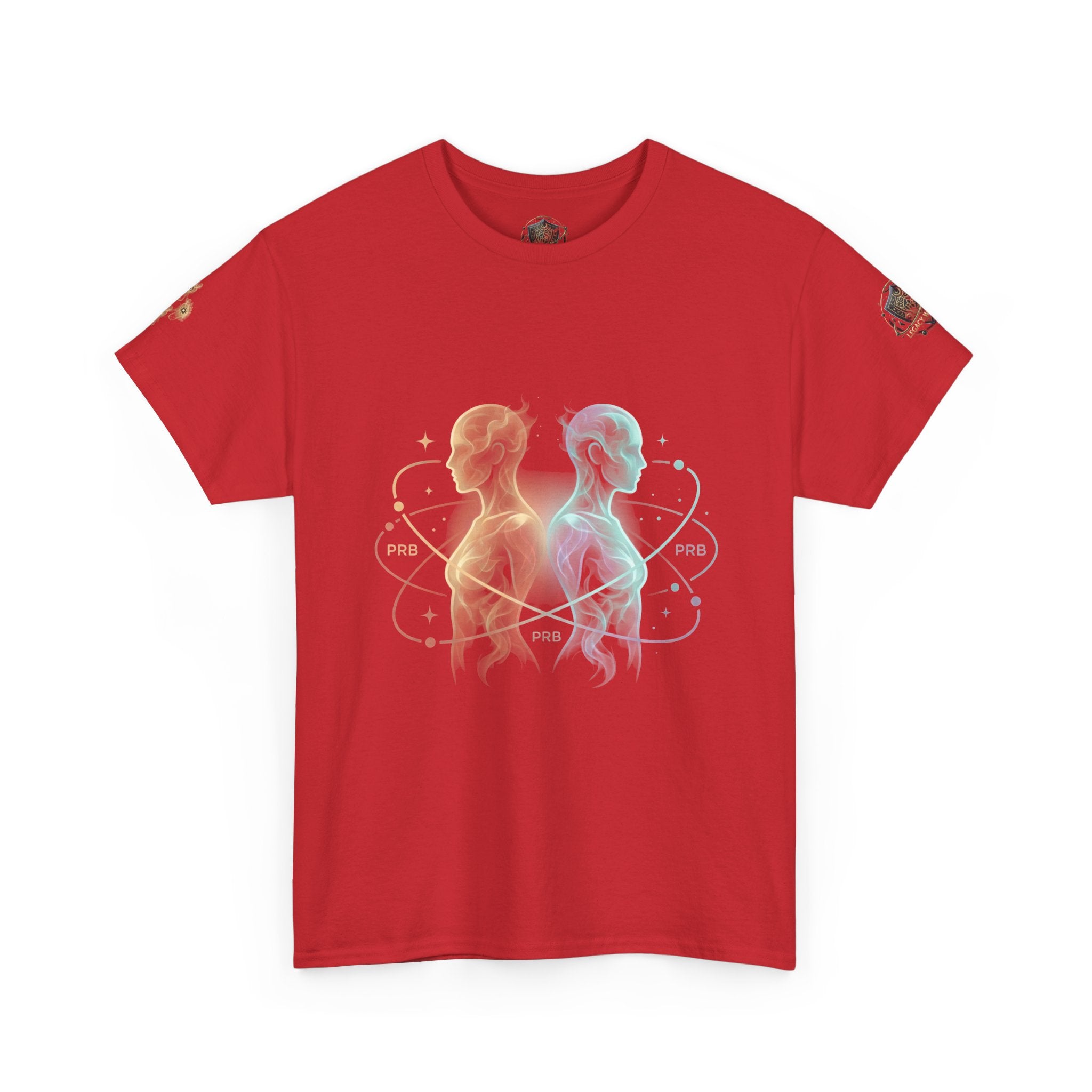 Power Runs Black Gemini Spirit Tee — Twin Sun & Moon Celestial Graphic T-Shirt by Printify